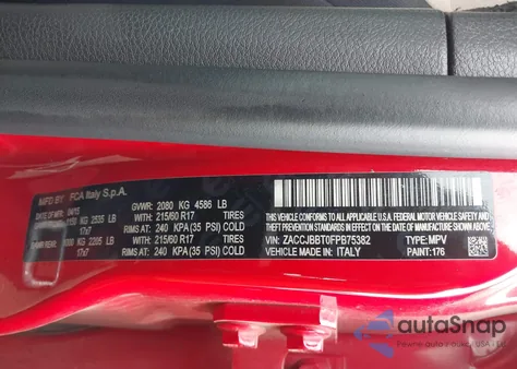 2015 Jeep Renegade Latitude from USA, damaged, VIN ZACCJBBT0FPB75382